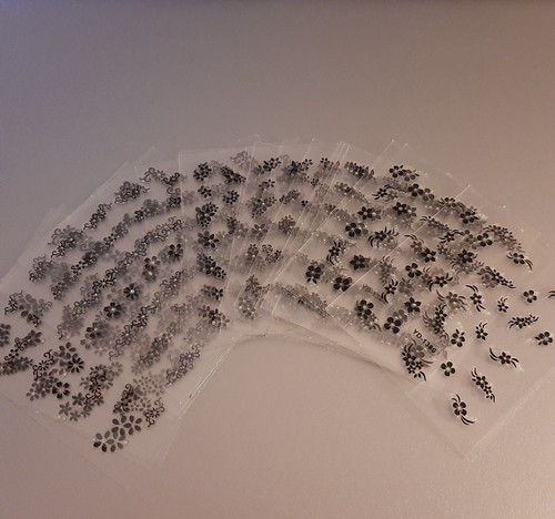 100 stickers fiori neri - stickers,