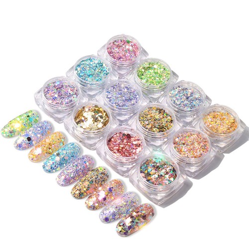 Polvere glitter colori - polvere, 12