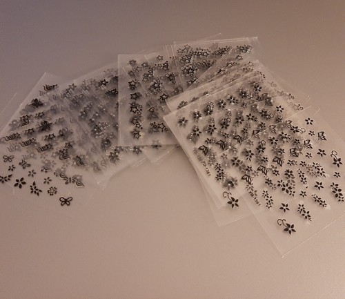 100 stickers neri - stickers, nail
